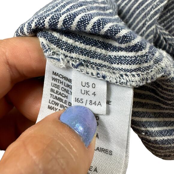 ANTHROPOLOGIE Blue White Striped Shorts Romper Women's Size 0 Nautical Preppy - Picture 6 of 9